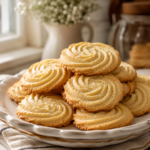 Freshly baked homemade Butter Cookie Recipe with crisp edges and buttery texture served on a white ceramic plate.